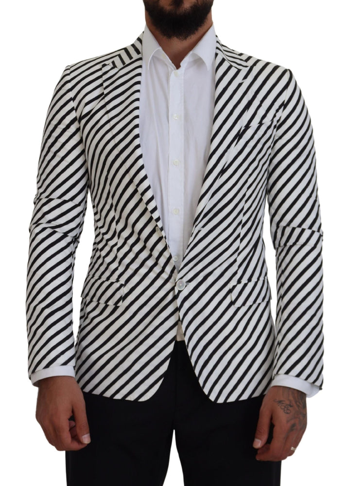 Dolce & Gabbana Eleganter weiß gestreifter einreihiger Blazer