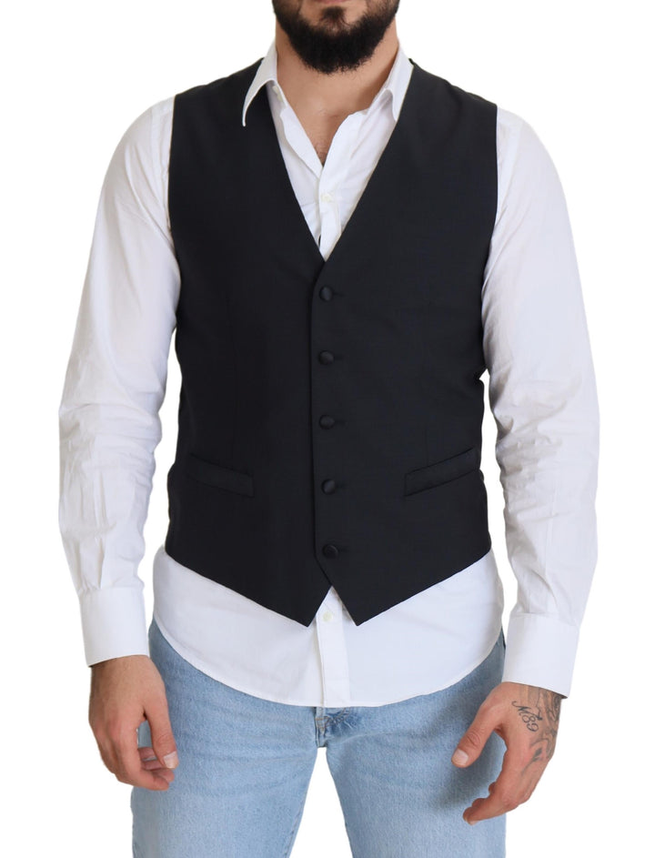 Elegant black single-breasted dress vest