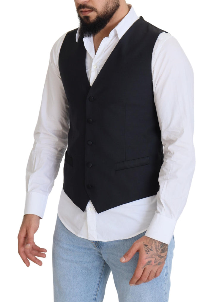 Elegant black single-breasted dress vest