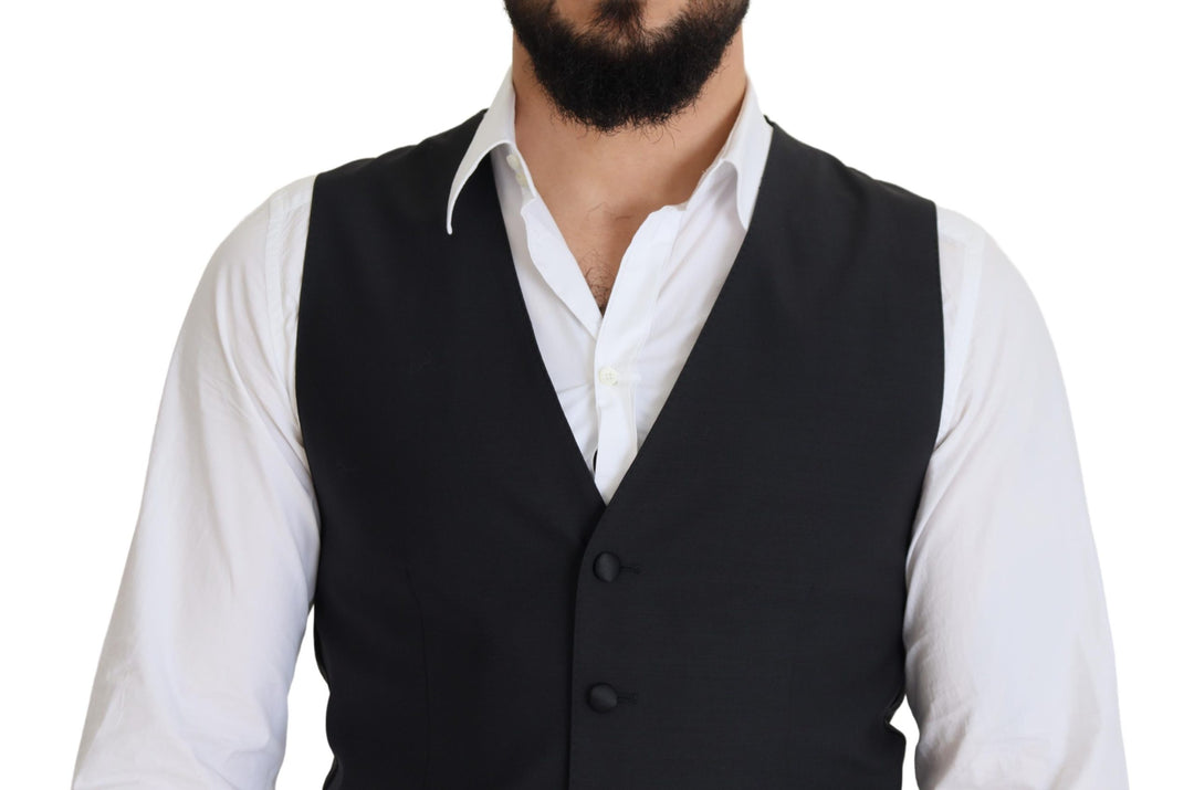 Elegant black single-breasted dress vest