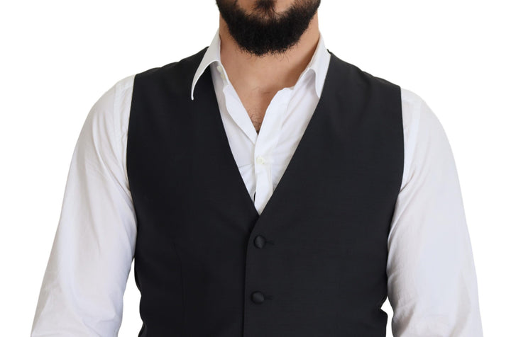 Elegant black single-breasted dress vest