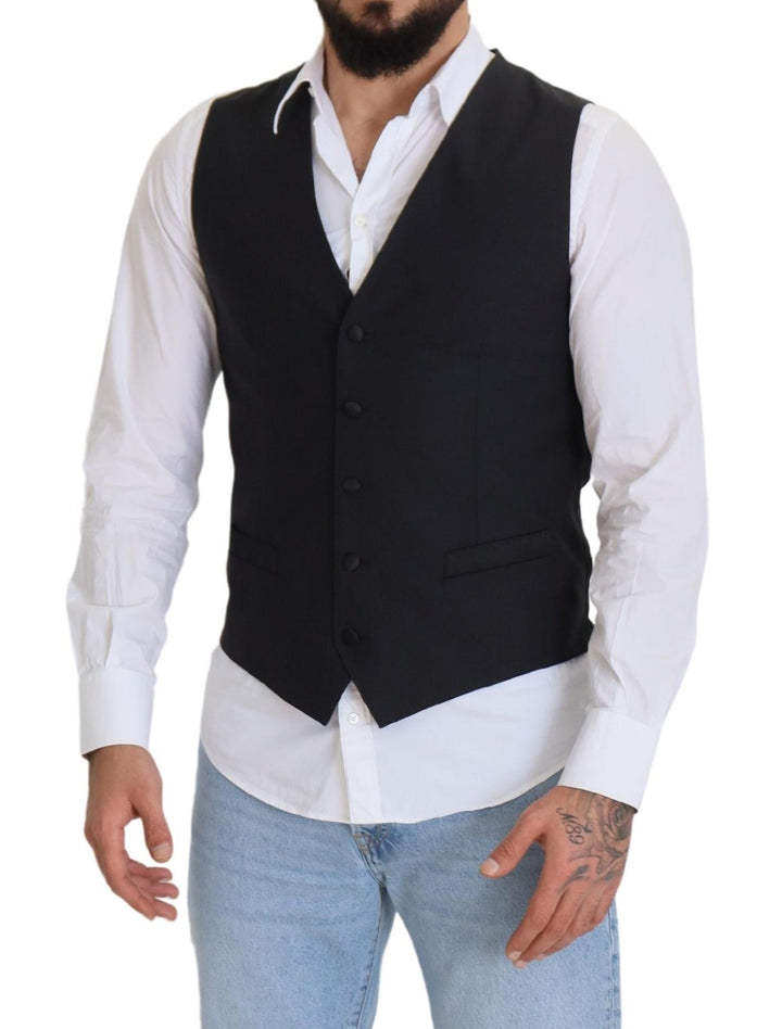 Elegant black single-breasted dress vest