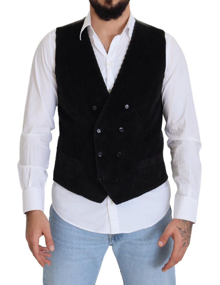 Elegant black double-breasted vest