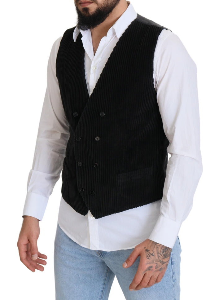 Elegant black double-breasted vest