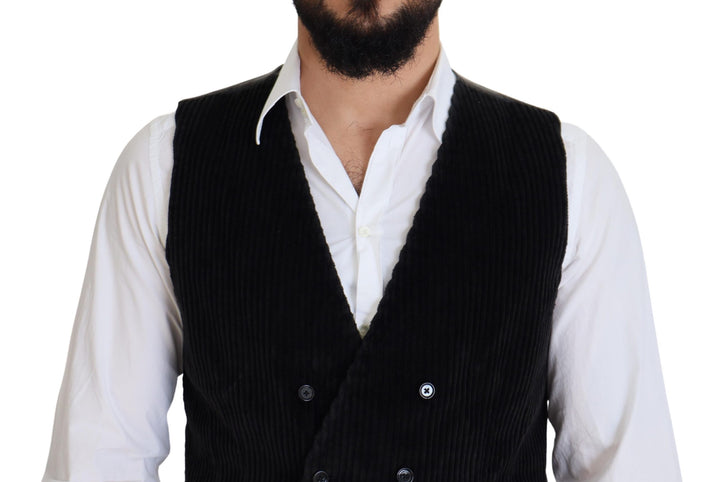 Elegant black double-breasted vest