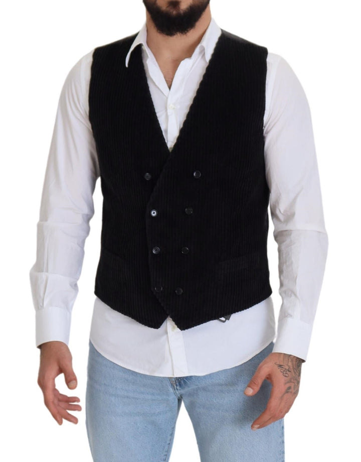Elegant black double-breasted vest