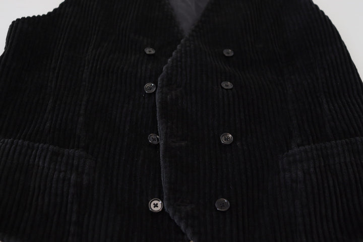 Elegant black double-breasted vest