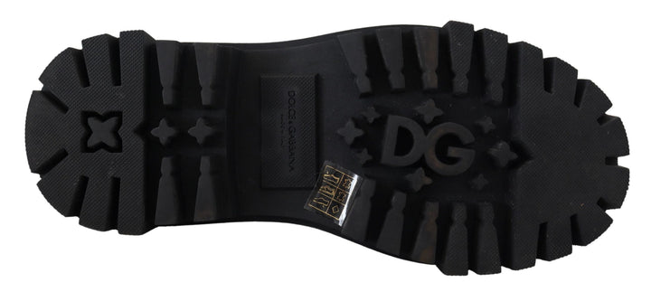 Dolce & Gabbana Zeitlose Derby Flats aus schwarzem Leder mit Glam-Akzenten