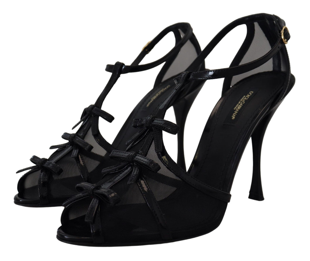 Elegant black stiletto heeled sandals