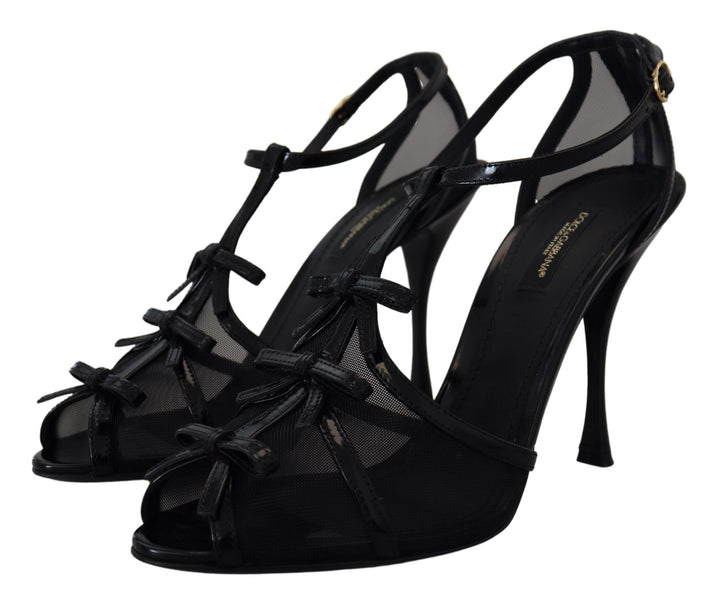 Elegant black stiletto heeled sandals