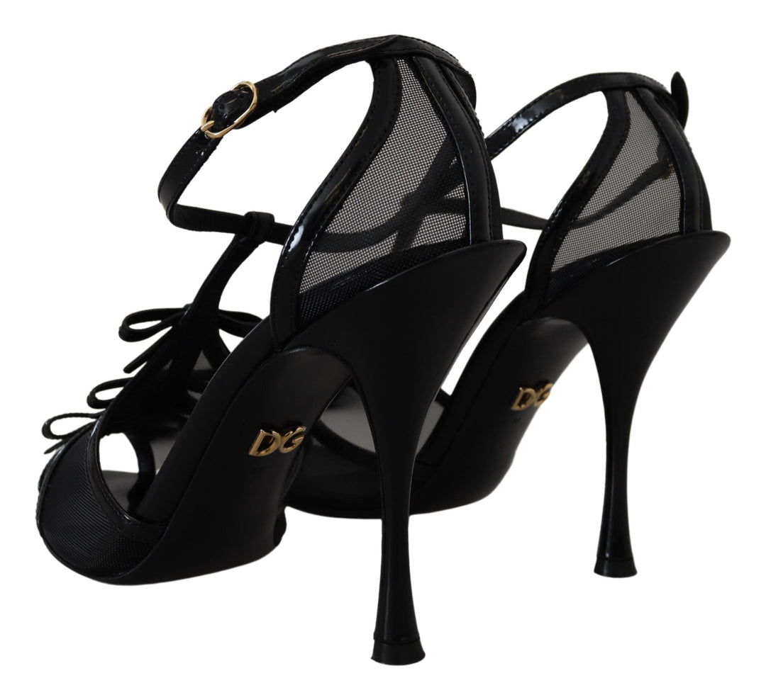 Elegant black stiletto heeled sandals
