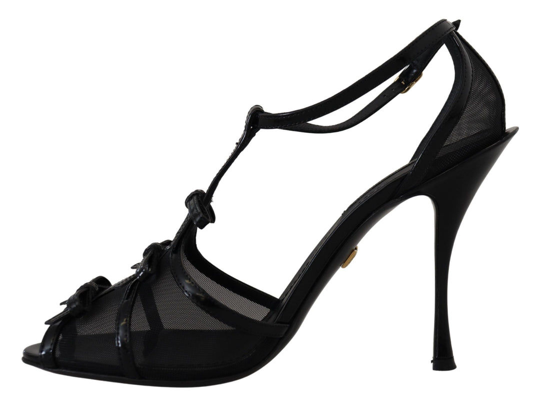 Elegant black stiletto heeled sandals