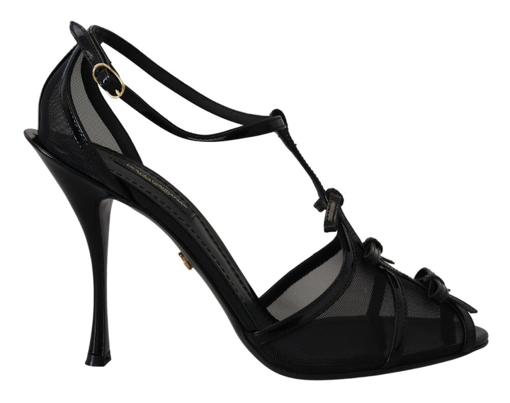 Elegant black stiletto heeled sandals