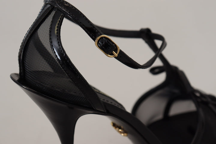 Elegant black stiletto heeled sandals