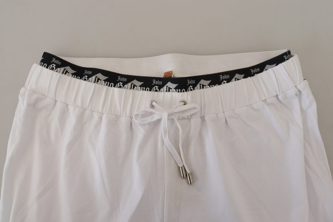 Weiße Baumwolle Logo Lose Männer Hose