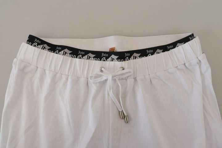 Weiße Baumwolle Logo Lose Männer Hose