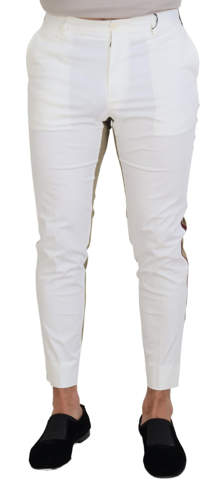 Zweifarbige schicke Baumwollhose in Weiß und Braun