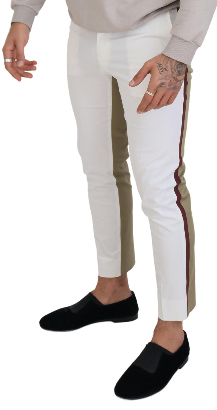Zweifarbige schicke Baumwollhose in Weiß und Braun