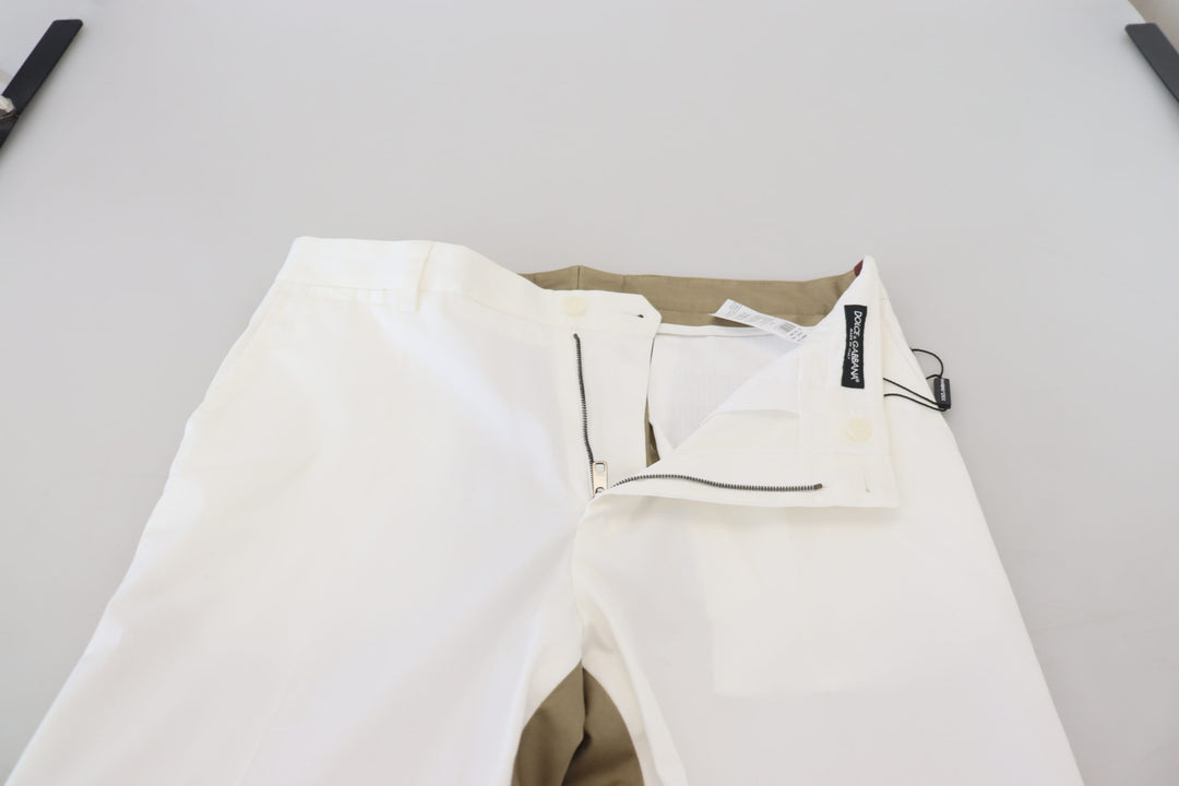 Zweifarbige schicke Baumwollhose in Weiß und Braun