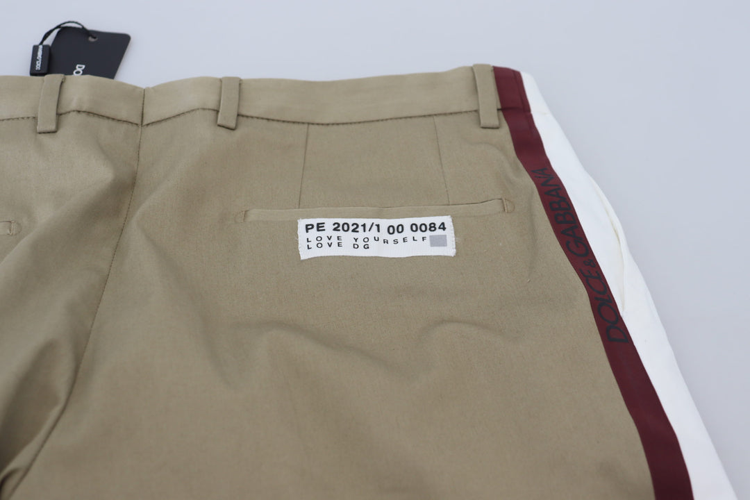 Zweifarbige schicke Baumwollhose in Weiß und Braun