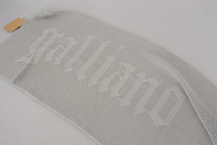 Elegant grey knitted designer scarf