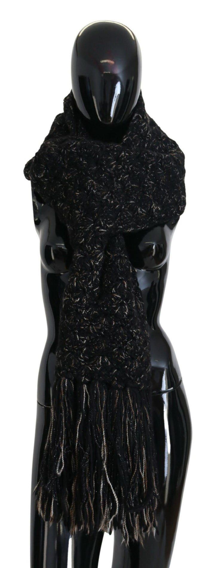Elegant scarf made of black virgin wool blend