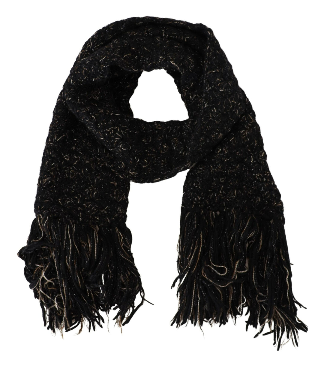 Elegant scarf made of black virgin wool blend