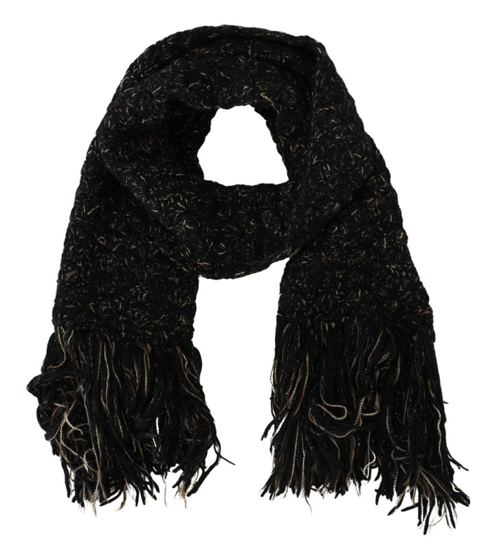 Elegant scarf made of black virgin wool blend
