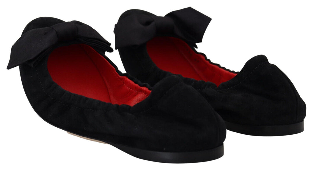 Dolce & Gabbana Elegante Schwarze Wildleder-Ballett-Flats