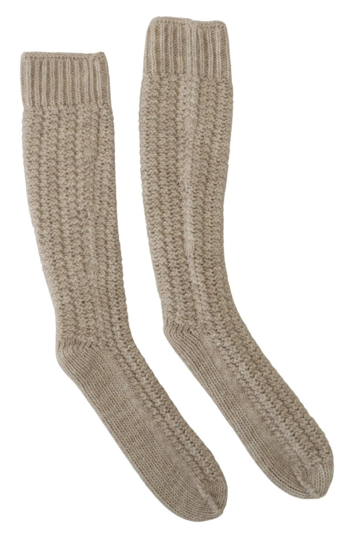 Chic beige wool blend socks over the calf