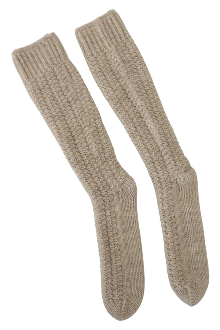 Chic beige wool blend socks over the calf