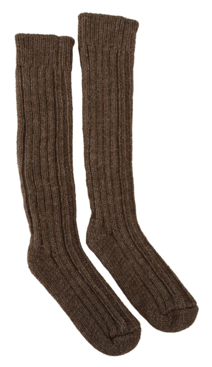Braune Wolle stricken Kalb lange Frauen Socken