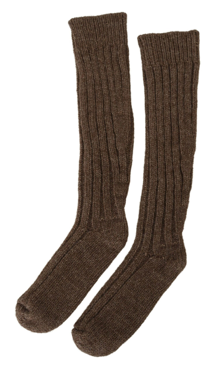 Braune Wolle stricken Kalb lange Frauen Socken