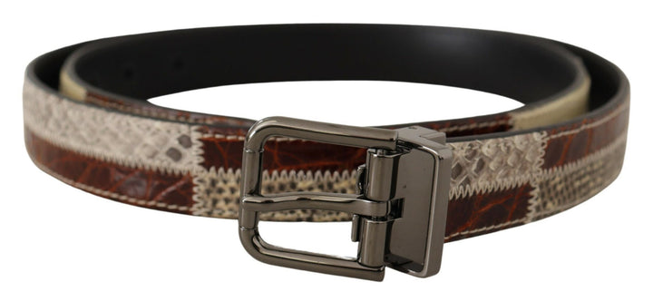 Multicolor Exotisches Leder Patchwork Metallgürtel