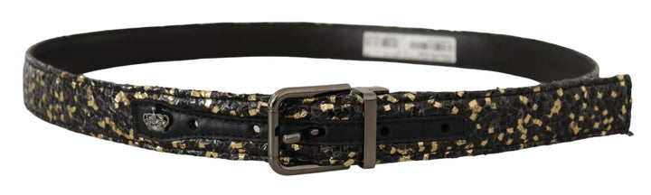 Elegant Italian leather belt with crown detail