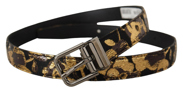 Multicolor leather belt with black buckle
