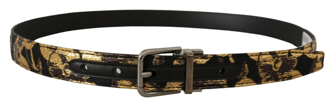 Multicolor leather belt with black buckle