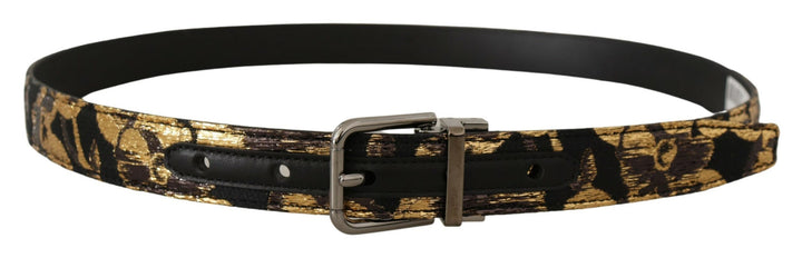 Multicolor leather belt with black buckle