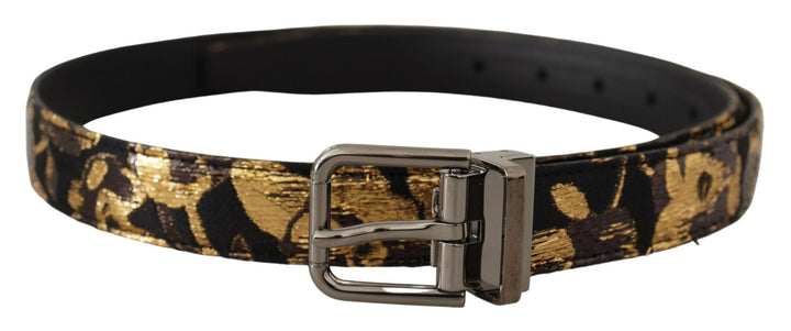 Multicolor leather belt with black buckle