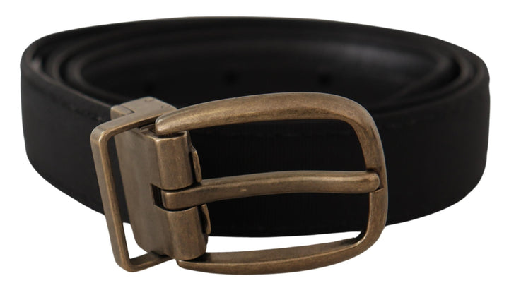 Elegant belt made of coarse-grained leather - Black