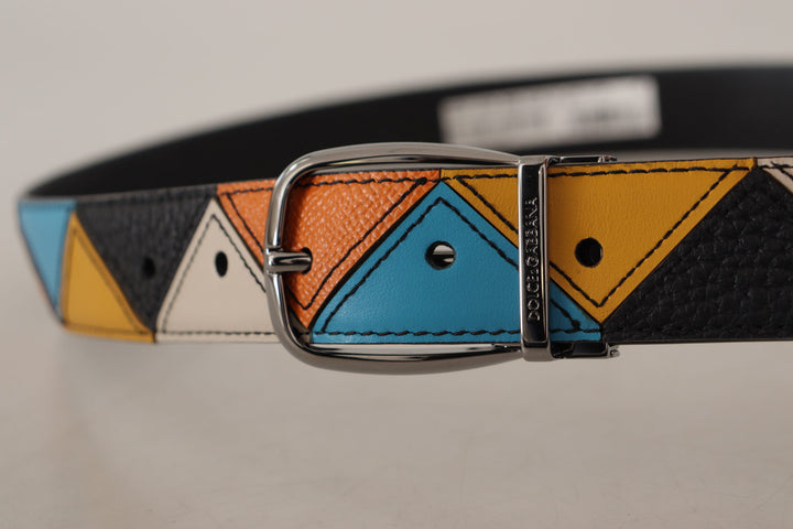 Multicolor Leder Silberfarbener Logoschnallengürtel