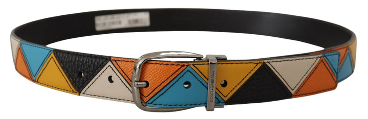 Multicolor Leder Silberfarbener Logoschnallengürtel