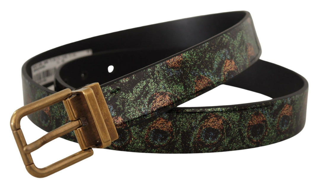Multicolor Leder Vernice Pavone Bronze Metallgürtel