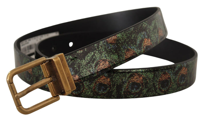 Multicolor Leder Vernice Pavone Bronze Metallgürtel