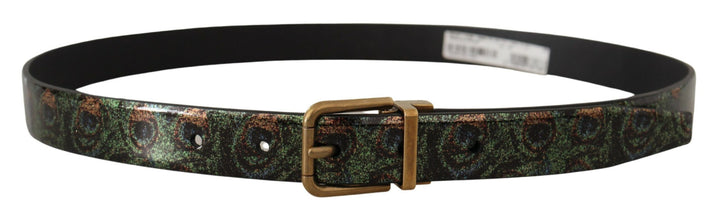 Multicolor Leder Vernice Pavone Bronze Metallgürtel