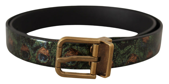 Multicolor Leder Vernice Pavone Bronze Metallgürtel