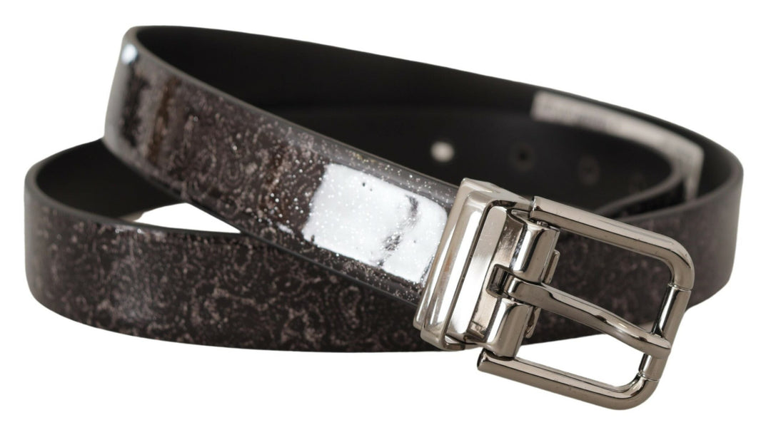 Schwarzer Goccia Glitter Lackleder Schnalle Vernice Gürtel