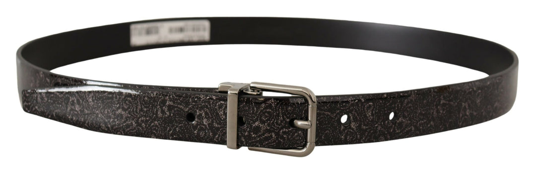 Schwarzer Goccia Glitter Lackleder Schnalle Vernice Gürtel