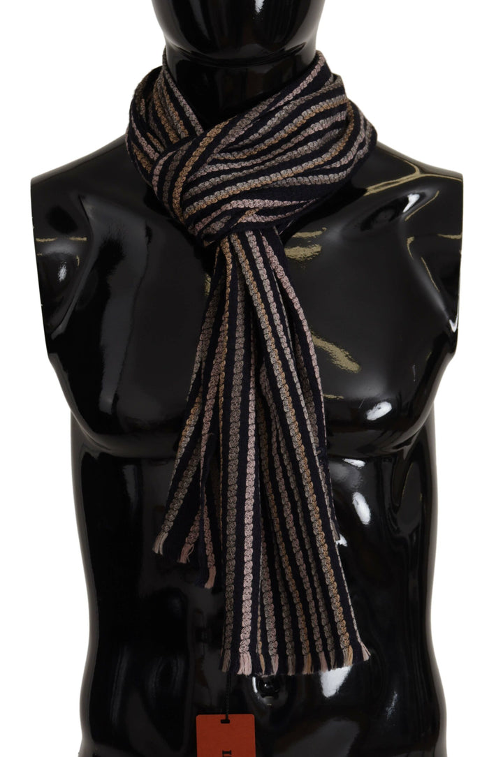 Multicolor Streifen Wolle stricken Fransen Schal Schal
