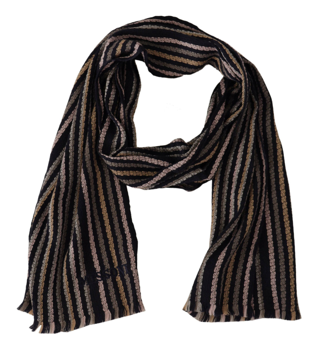 Multicolor Streifen Wolle stricken Fransen Schal Schal